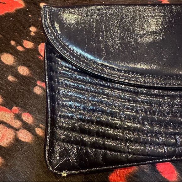 Vintage Debonair Roystone navy blue envelope style clutch - Picture 4 of 14